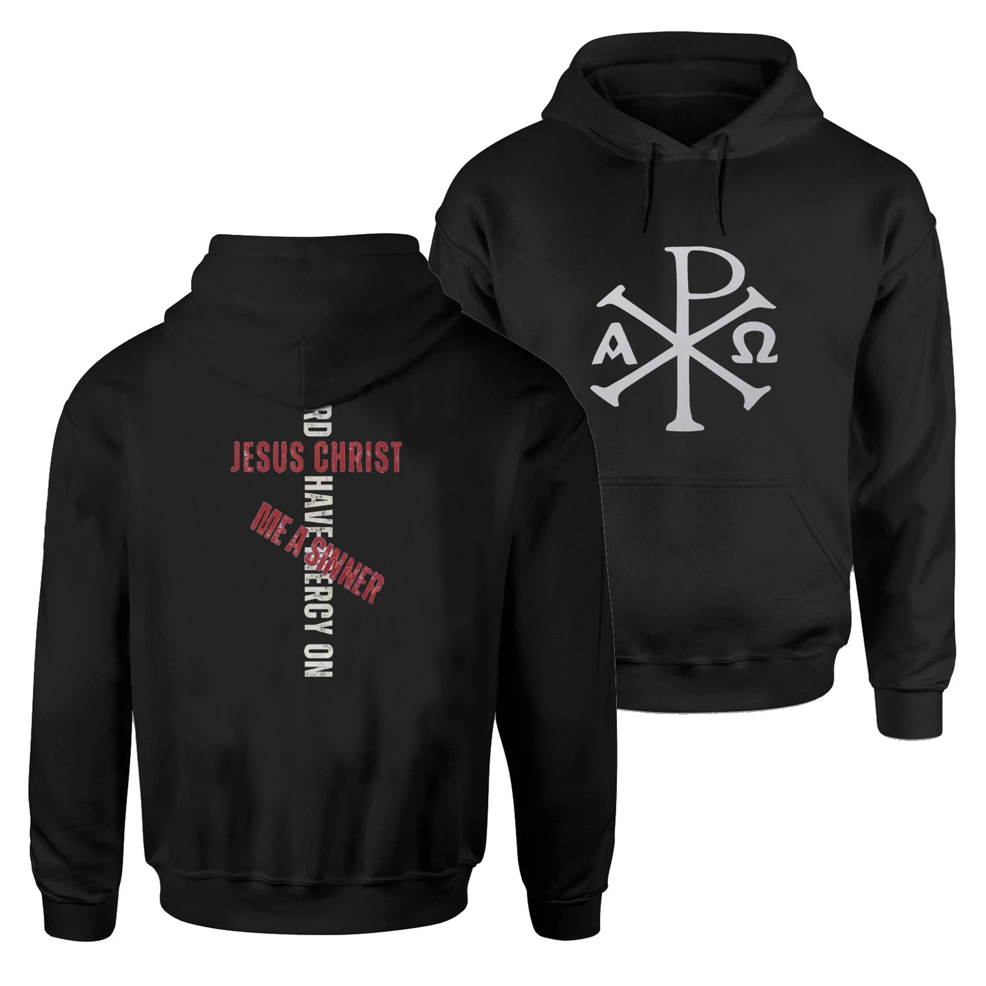 

Christian Symbol Chi Rho PX Jesus Prayer Russian Orthodox Cross Pullover Hoodie 100% Cotton Casual Mens Sweatshirt Streetwear