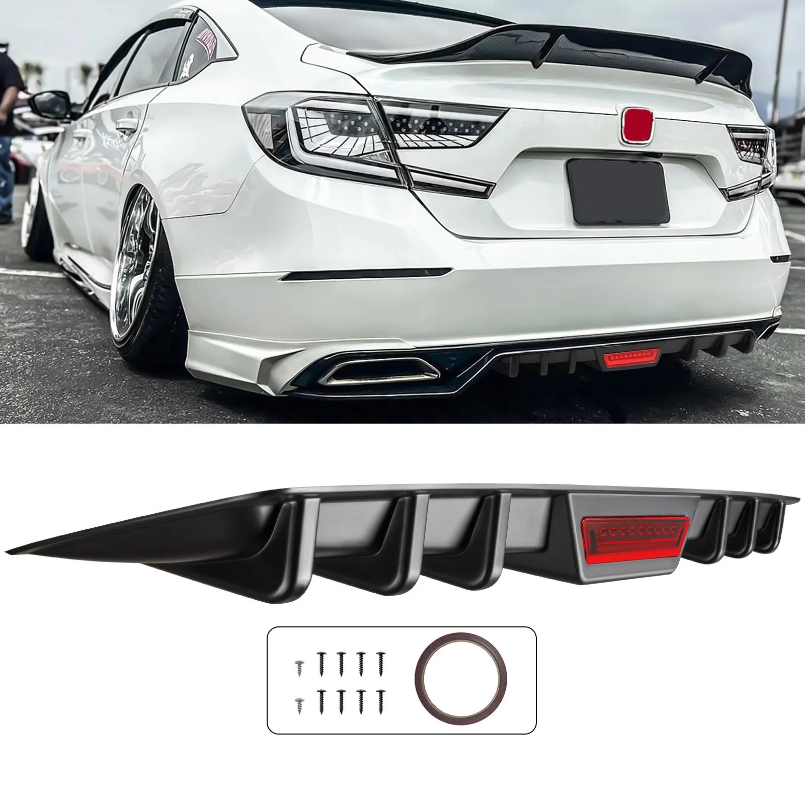 

Задний бампер для губ, диффузор, спойлер с плавником акулы, разделитель для губ для Honda Accord