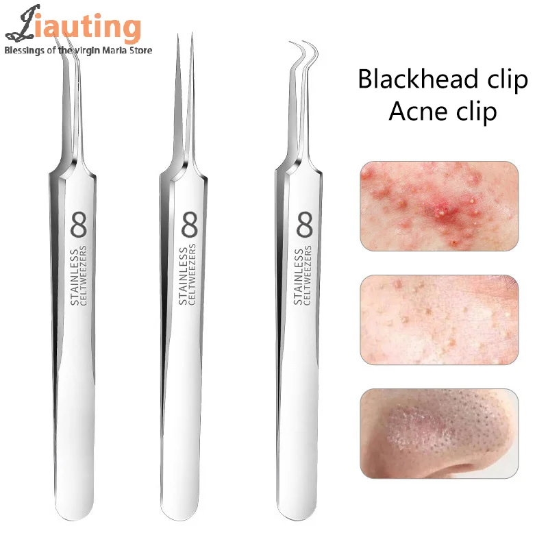 Ultra-fine Cell Pimples Blackhead Clip Tweezers Beauty Salon Remover Acne Needle Blackhead Deep Cleaner Clip Face Skin Care Tool