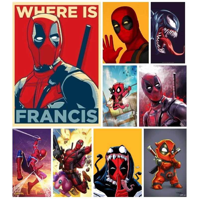 5D Diamond Painting Kit Deadpool Cartoon Superhero 12 Panels No Frame DIY Diamond Art Wall Decor Handmade Gift