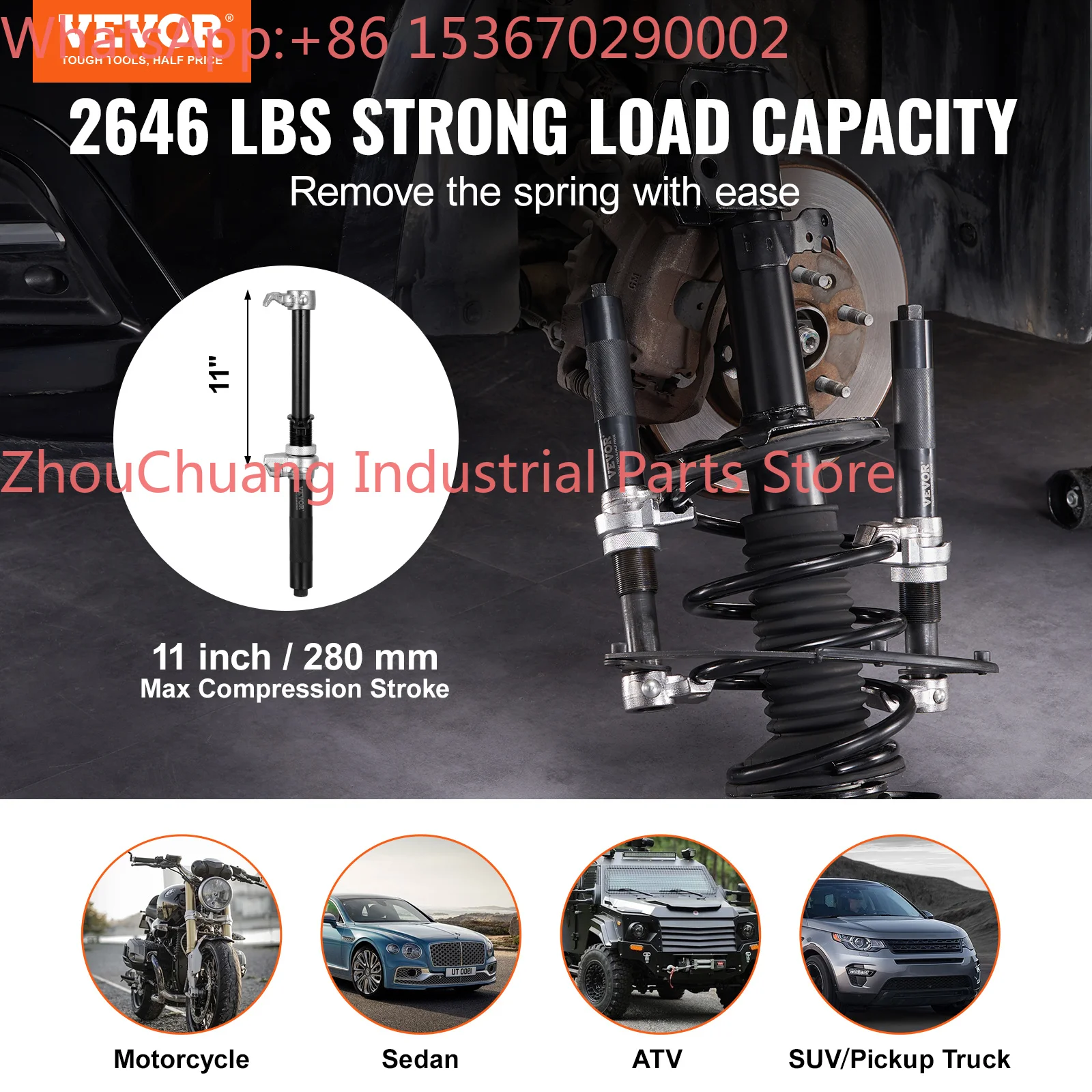 Coil Spring Compressor Tool 2pcs Heavy Duty  Strut Spring Compressor Set 2646 lbs Strut Spring Compressor for Truck