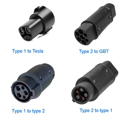 EVSE Adaptor 16A 32A 60A Electric Vehicle EV Charger Type 1 To Tesla Connector Type 2 to GBT EV Adapter EV Charging