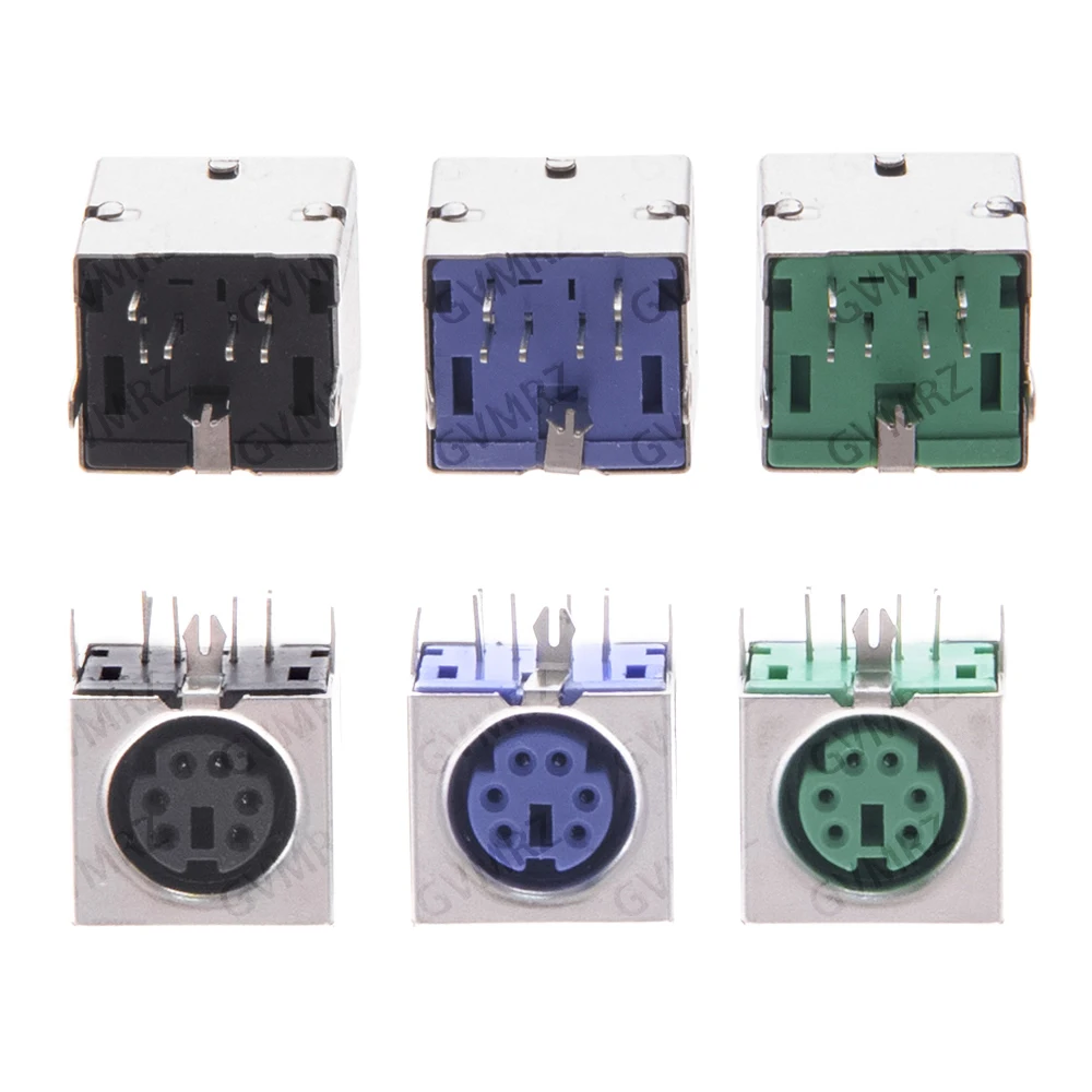 10PCS/LOT Purple Green Black PS2 6P 6pin Purple Green Black Connector Socket Keyboard Mouse for Integrated circuit