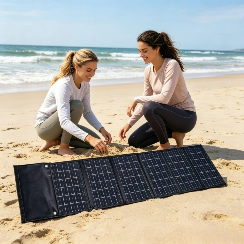 50W 90W Portable Foldable Solar Power Charger Dual USB DC Output Waterproof Rubber Handle For Outdoor Hiking Boating Fishing