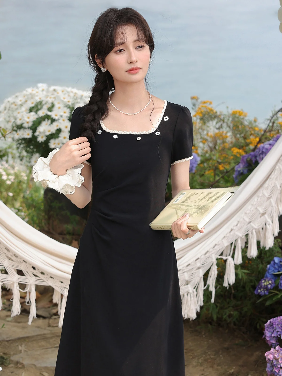 Ele Bla ort Sve Dr レディース 夏新作 スレ レトロ サウスディア ホリデー ロングスカート カジュアル Aラインスカート