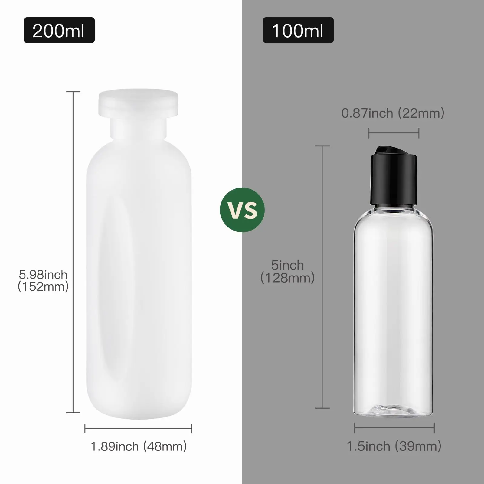 200ML/6.7oz Travel Shampoo Bottle, Empty Plastic Squeeze Bottles with Flip Cap, 4PCS Lotion Container for Toiletries