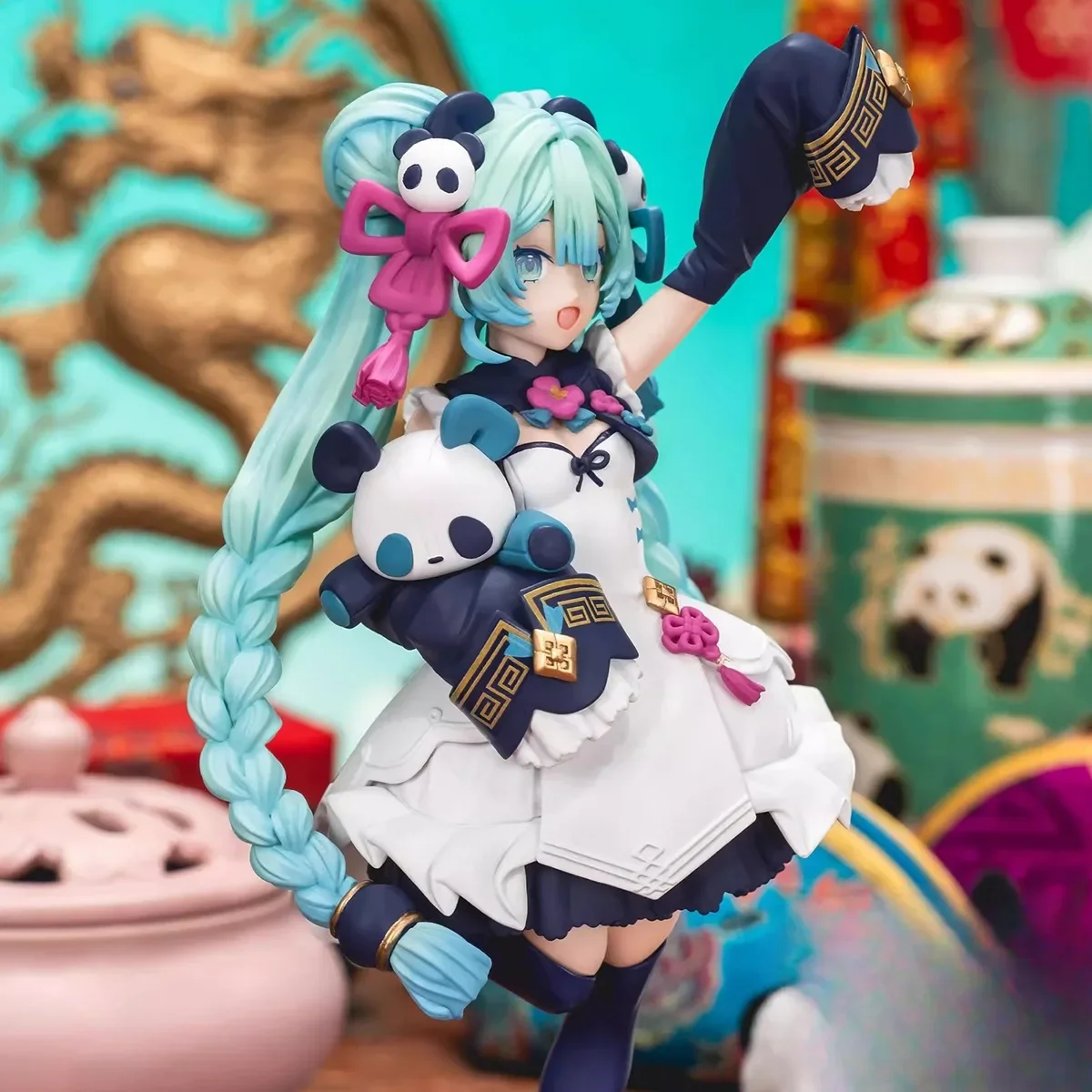 18Cm In Voorraad Echte Schattige Panda Hatsune Miku Garage Kit Doos Figuren Modelversieringen Verzamelbare Poppen Speelgoed Anime Randapparaat