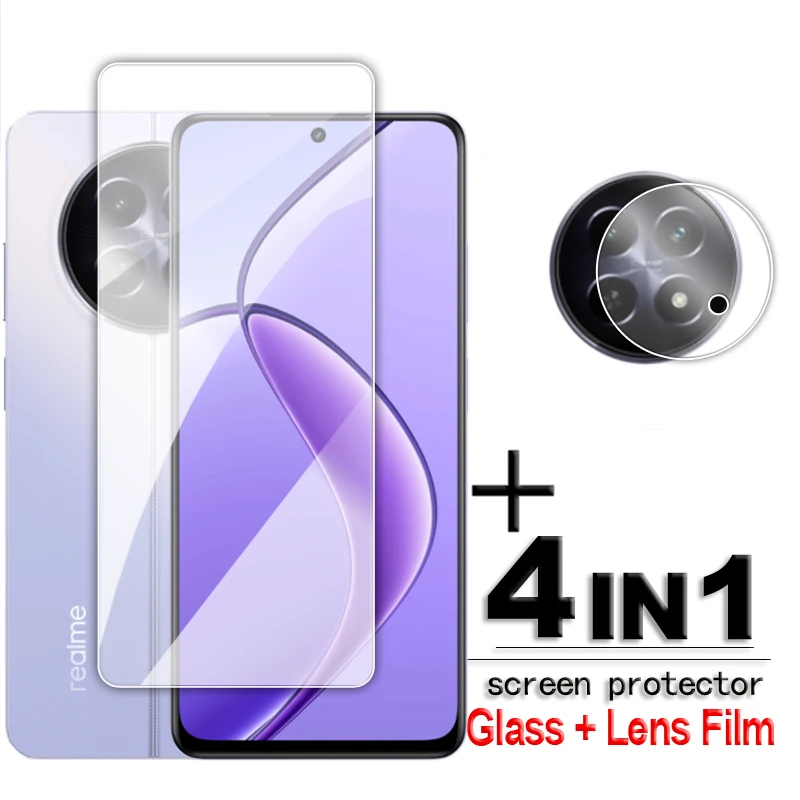 

For Realme 12 5G Glass For Realme 12 Tempered Glass 6.72 inch Transparent Full Glue HD Screen Protector For Realme 12 Lens Film