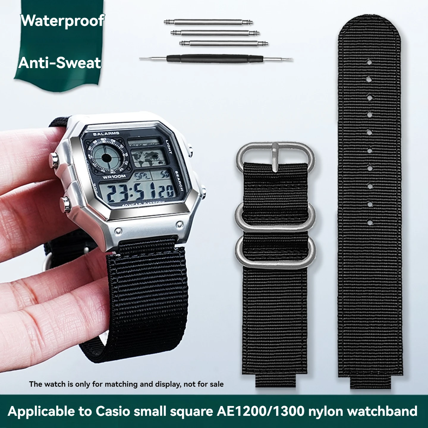 النايلون حزام الساعات ل كاسيو مربع صغير AE1000/1200/1300/ae1500 A158/A168 W218H F91W الرياضة تنفس قماش حزام ساعة اليد 18 مللي متر