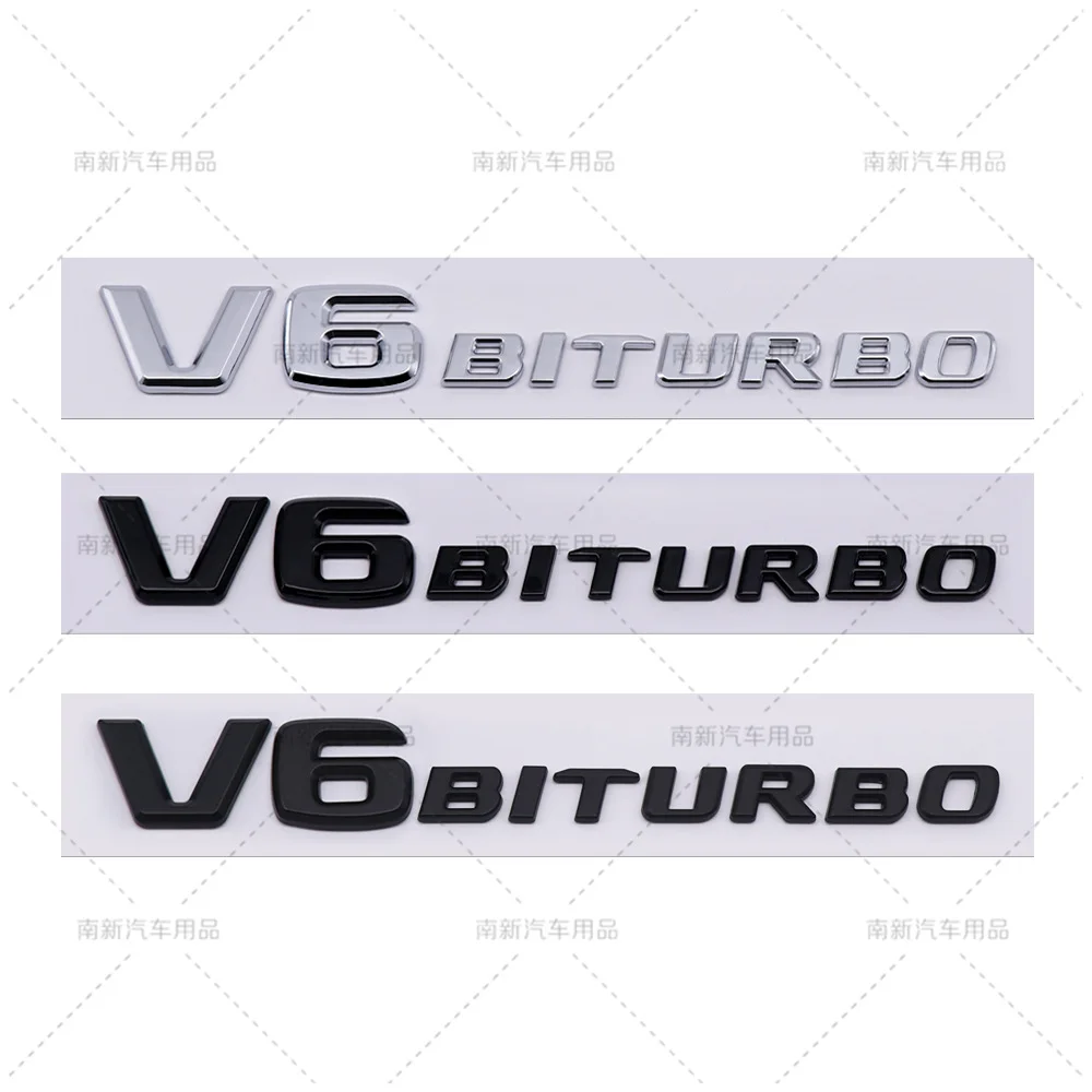 3D ABS V6 BITURBO V8 BITURBO Letter Emblem Rear Trunk Badge Sticker Car Modification Accessories Fit Mercedes Benz A Class