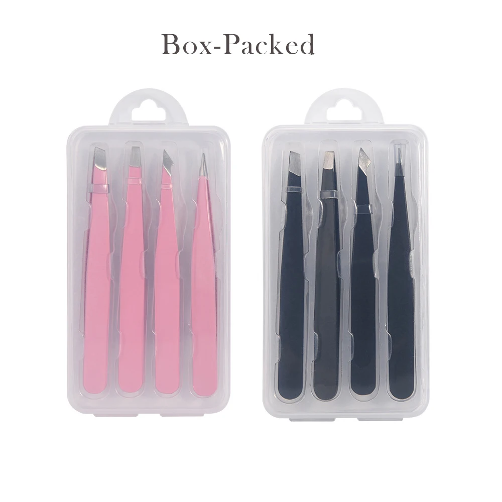 4Pcs/Set Multifunction Eyebrow Tweezers Slanted Stainless Steel Hair Removal Clip For Eyelash Extension Tweezer Makeup Tool