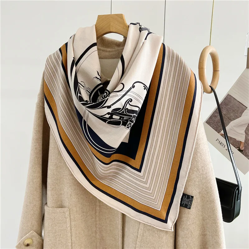 

Triangle Scarf Winter Pashmina Handrolled Edge Hijab Woman Luxuri Head Neck Accessories Foulard Femme