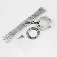 41mm nh35 watch case sapphire glass waterproof for NH35 NH36 movement for 31.8mm dial royal oak watch case stainless steel strap