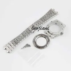 41mm nh35 watch case sapphire glass waterproof for NH35 NH36 movement for 31.8mm dial royal oak watch case stainless steel strap