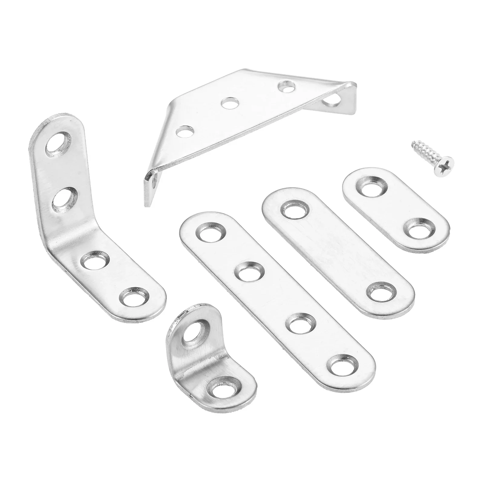 

350Pcs Universal Stainless Steel Furniture Corner Connectors for Wood L/Triangular/Straight Bracket Corner Brace Support Bracket