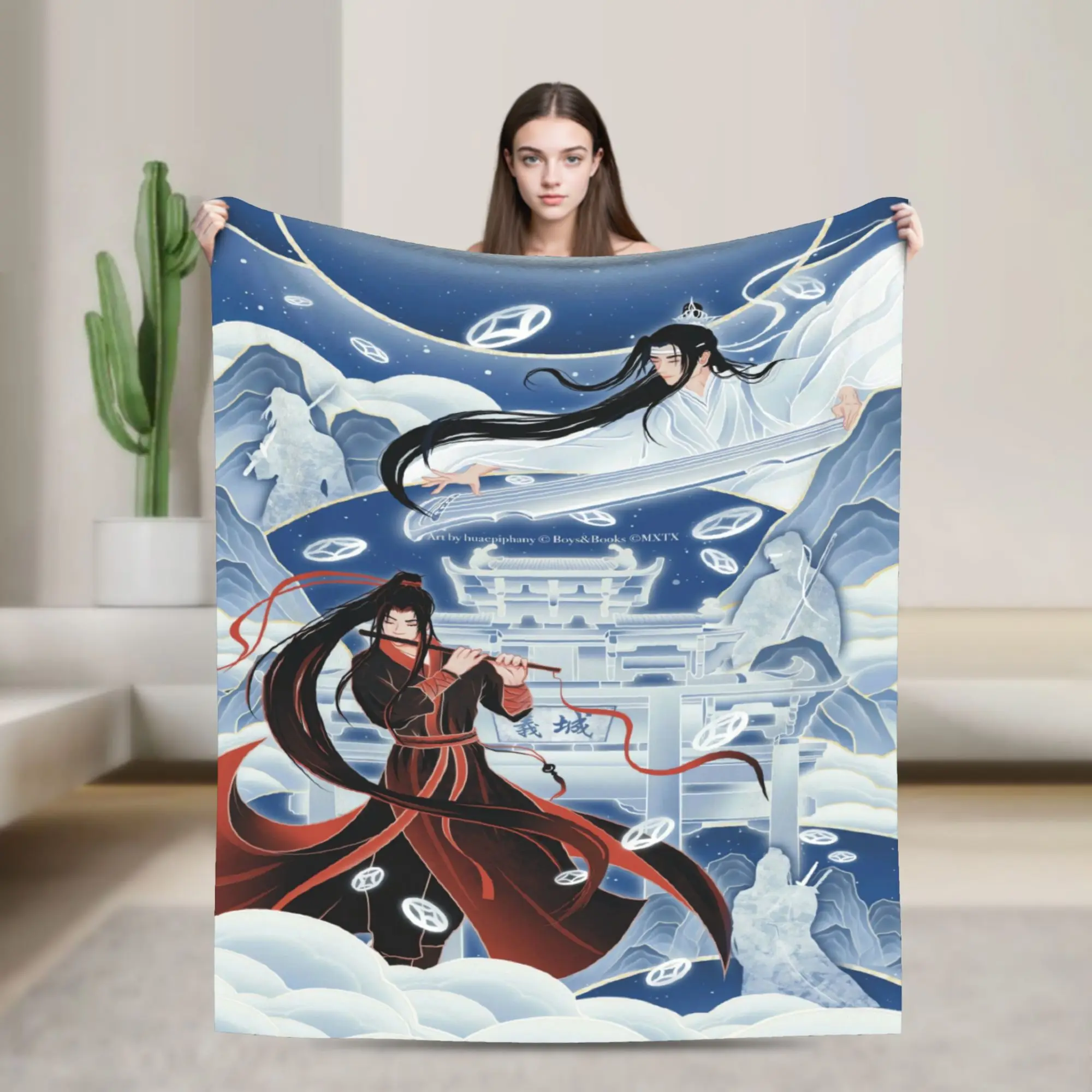 The Untamed WangXian Bunny Mo Dao Zu Shi  Flannel Blanket Adults Warm Soft Throw Blanket Winter Outdoor Bedspread Sofa Bed Cover