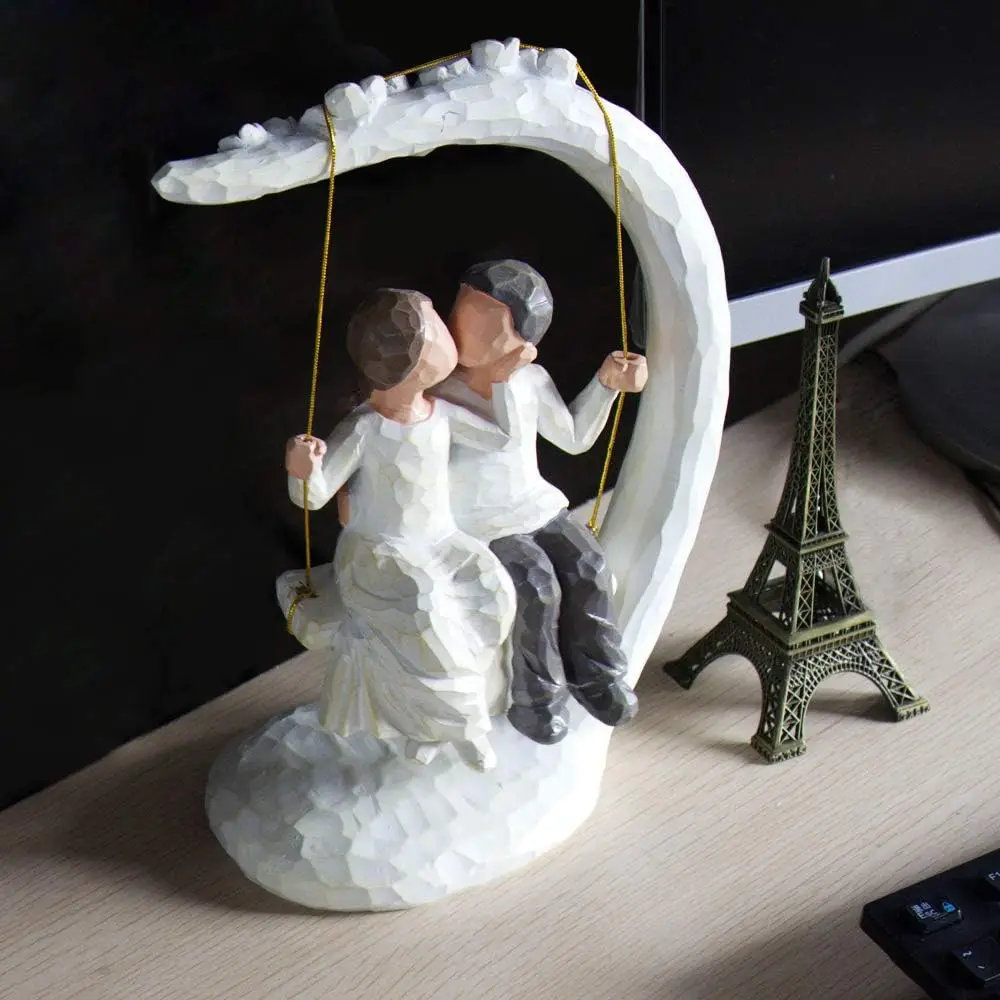 Couple Together Collectible Figurine Hand-Painted Sweet Love Statue & Sculpture to Remember Beautiful Moment Birthday Wedding