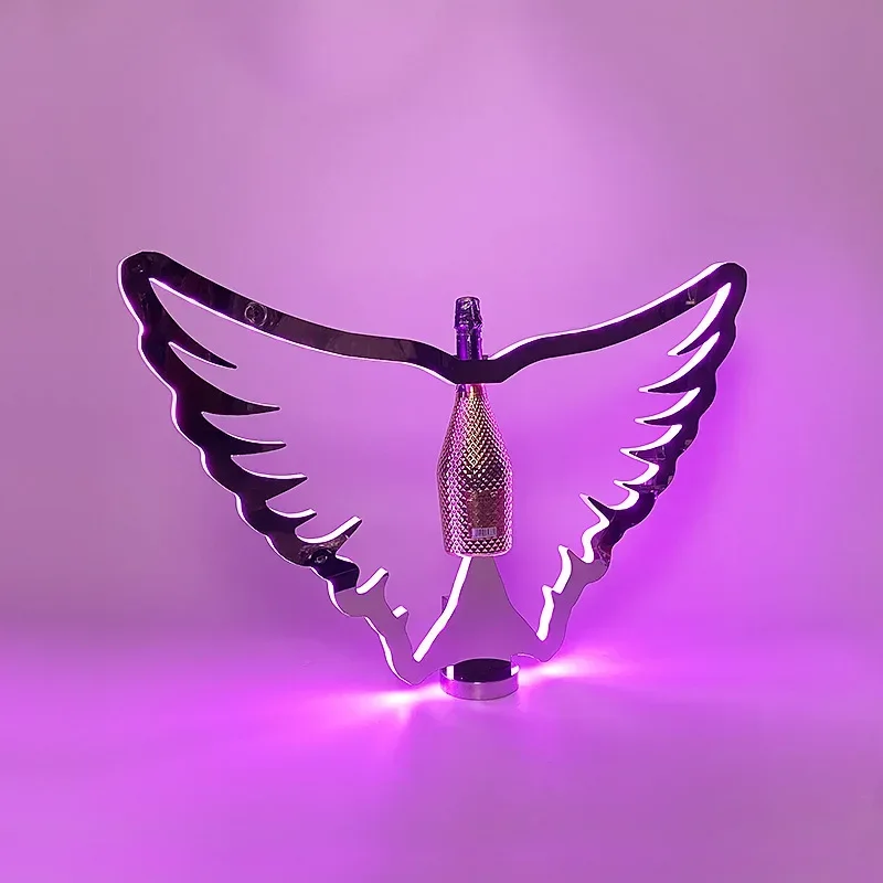 New LED luminous colorful wings wine holder champagne foreign charging base stainless steel wine rack bar KTV wine prop