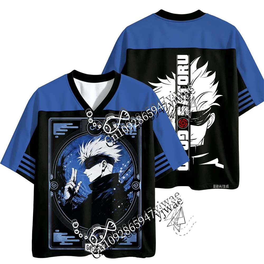 Jujutsu Kaisen Toji Gojo Sukuna Choso 3D-gedrucktes Jersey V-Ausschnitt Modisches Streetwear Anime-Fans T-Shirt Sommer Herren Damen T-Shirts – Detail 7