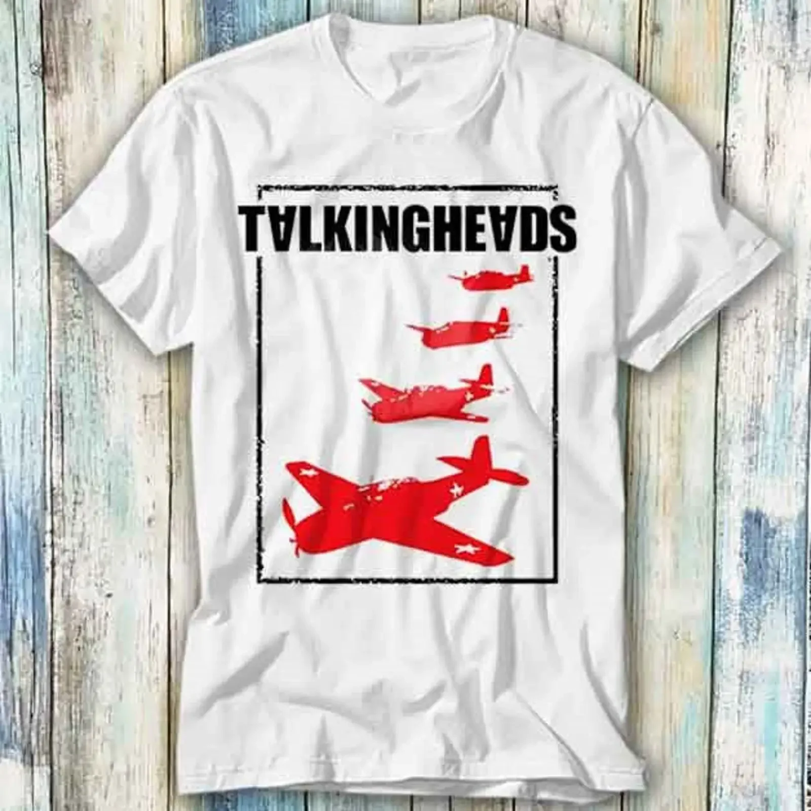 Talking Heads Plane Exclusive Punk Rock T Shirt Meme Funny Top Style Gamer Movie Music 715 vintage Washed fashion Stretched