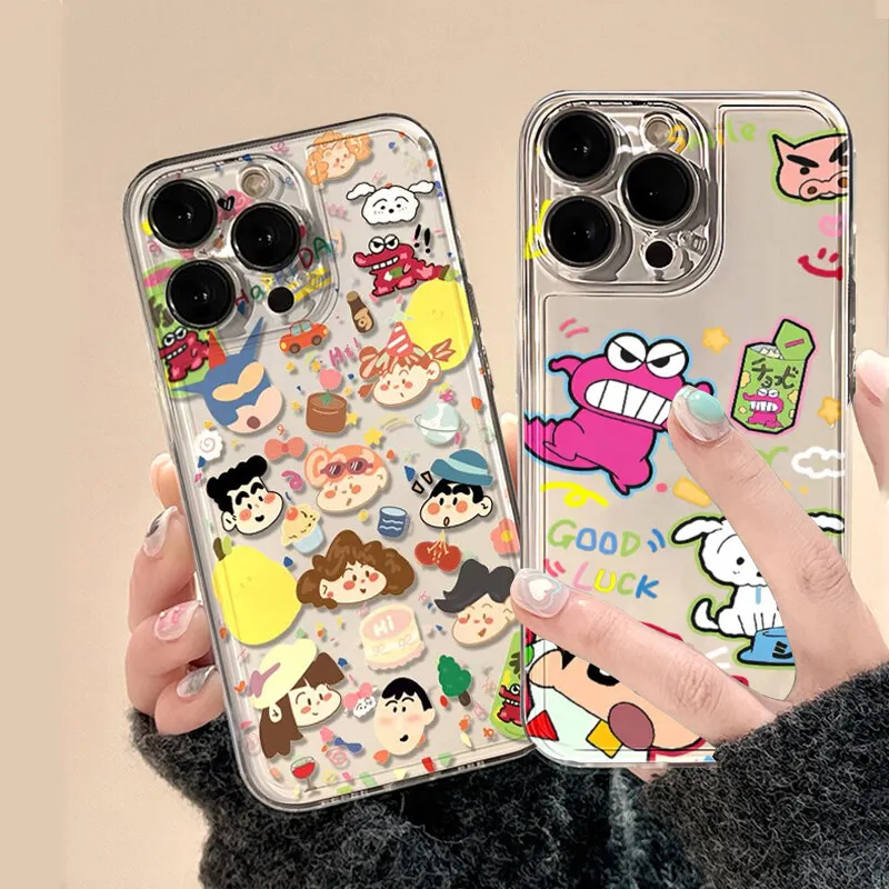 Cartoon Crayon Shin Chan Soft Phone Case For iPhone 11 12 13 14 15 16 Pro Max Plus XR X XS Max 8 7 6 6S PLUS Cover   Cute Clear