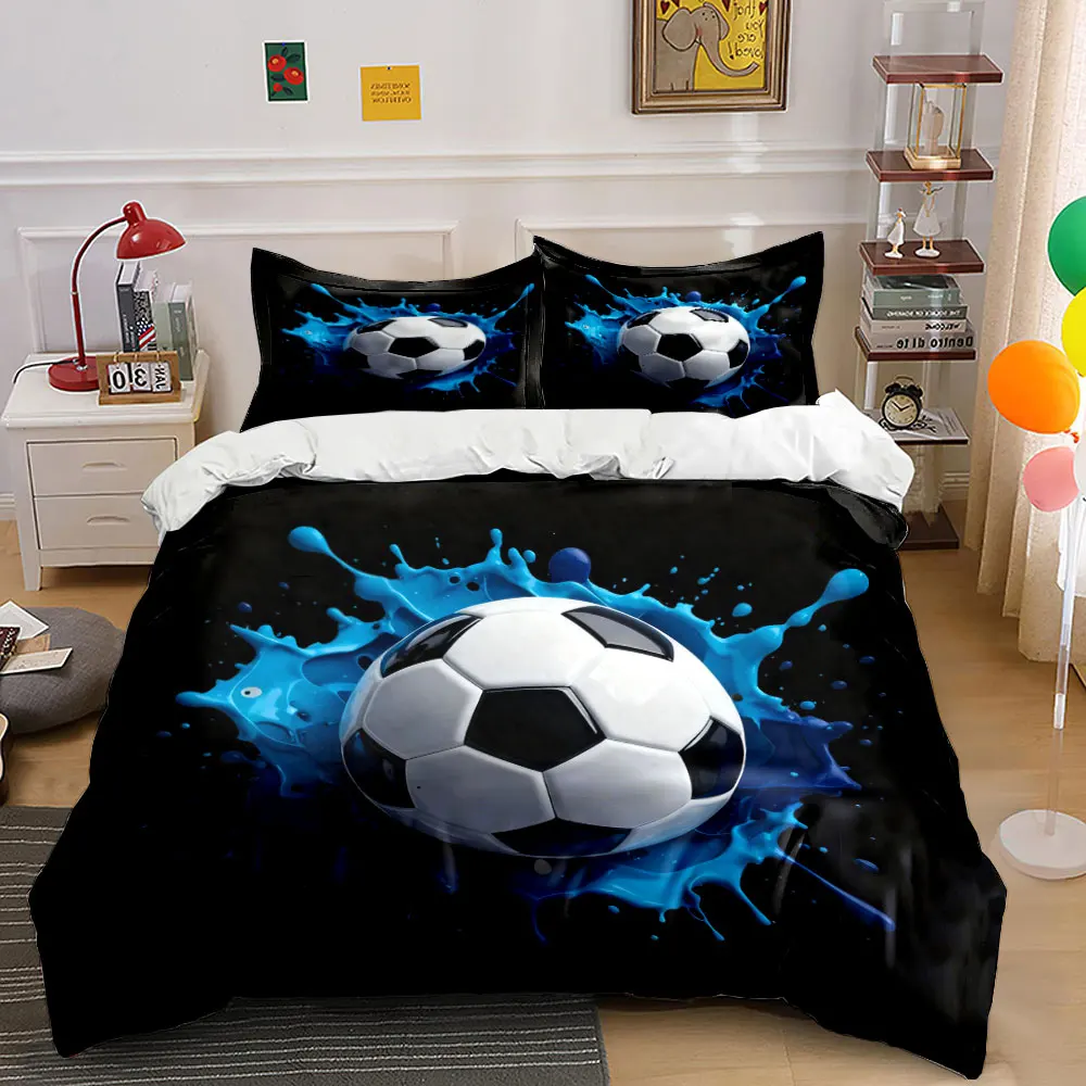 Dynamic Flying Football 3PCS Bedding Set, Multiple sizes kid's and adults' bedroom Exquisite 3PC bedding set, gift
