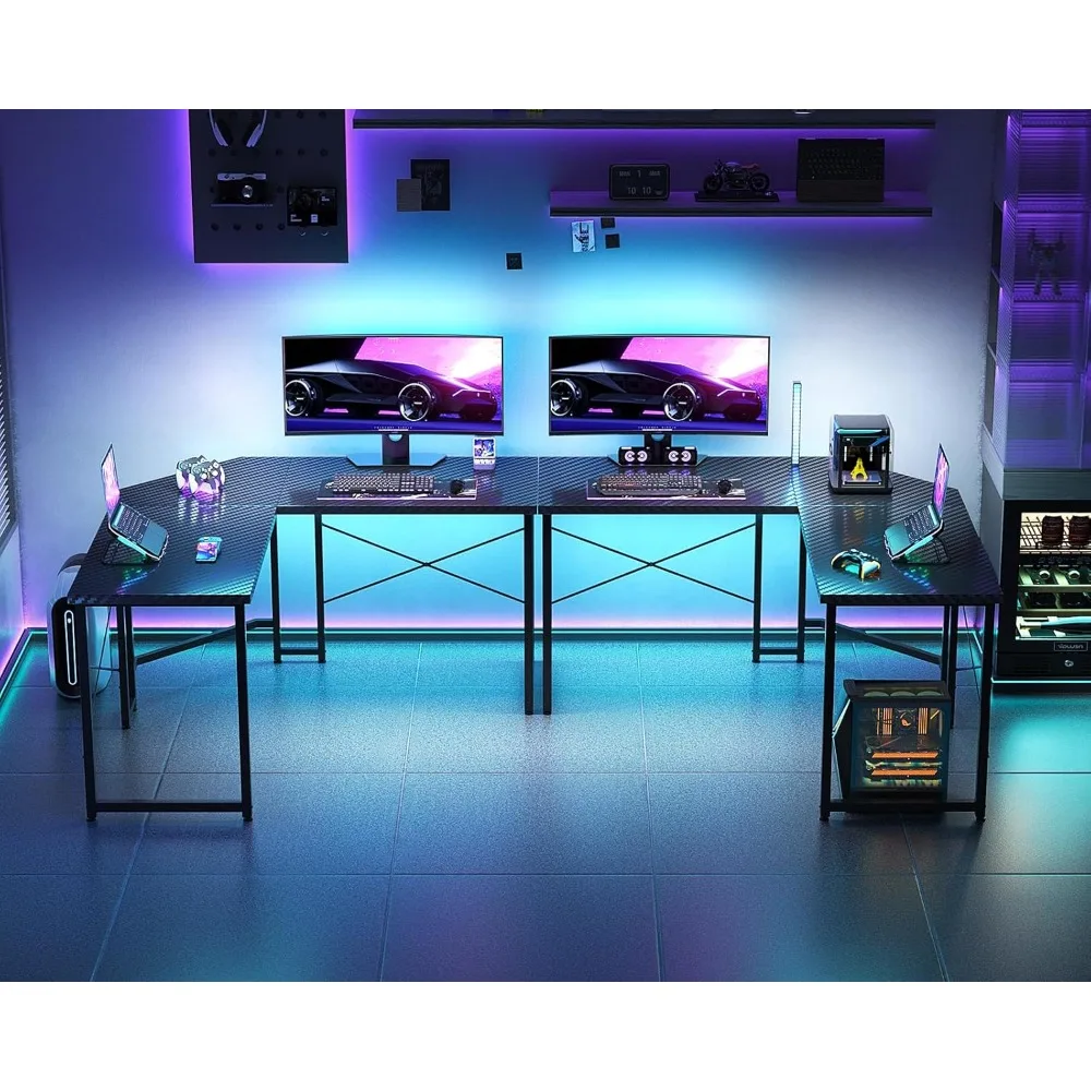 L Shaped Gaming Desk, Corner Desk Gaming Table for Home Office, Computer Desk Sturdy Writing Workstation for Small Space, Easy