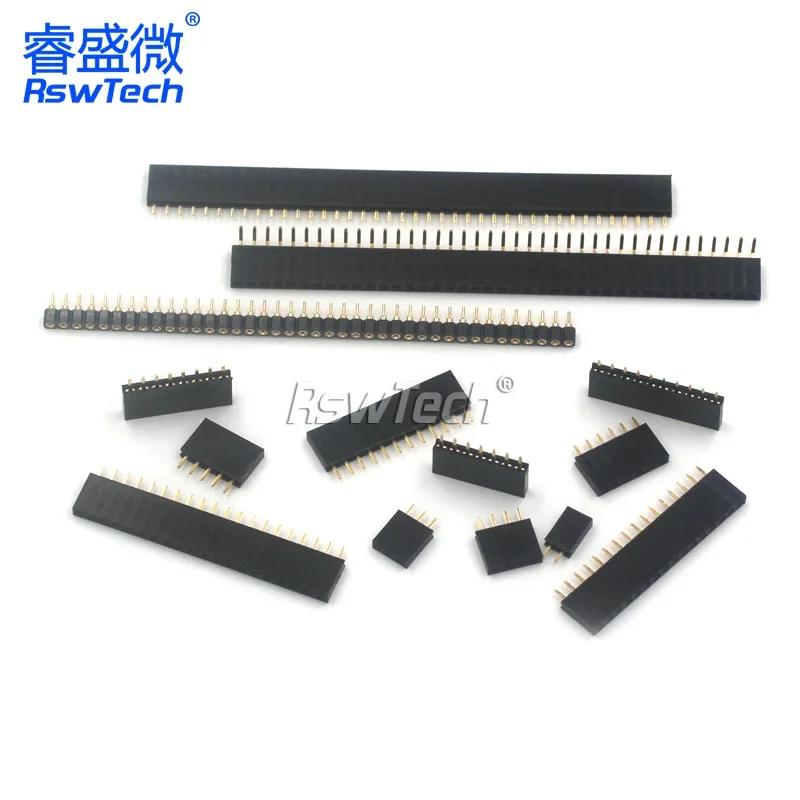 Single Row Female Header Row Female Base Pin Socket 1*2/3/4/5/6/7/8/10/12/16/20/40P Spacing 2.54MM Straight/Bent Pin