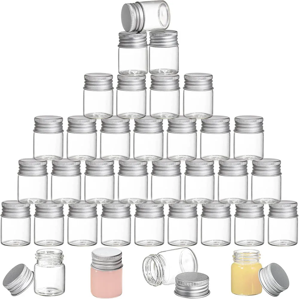 15ml Empty Glass Jars with Screw Aluminum Caps,0.5Oz Mini Cosmetics Container Jar Glass Paint Jar Glass Oil Vials Test Bottles