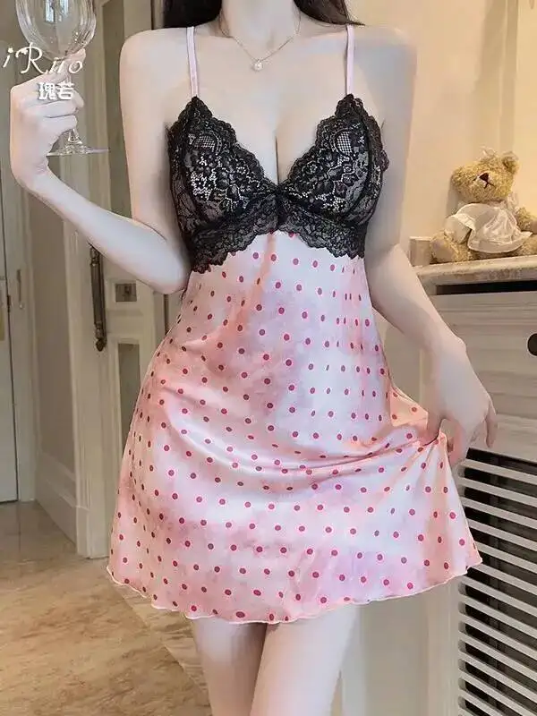 Gorący biustonosz z głębokim dekoltem w serek, wyściełany, koronkowy, seksowny satynowy szlafrok, piękna sukienka bez pleców z głębokim dekoltem w serek, na ramiączkach, bez rękawów, urocza 1PMX