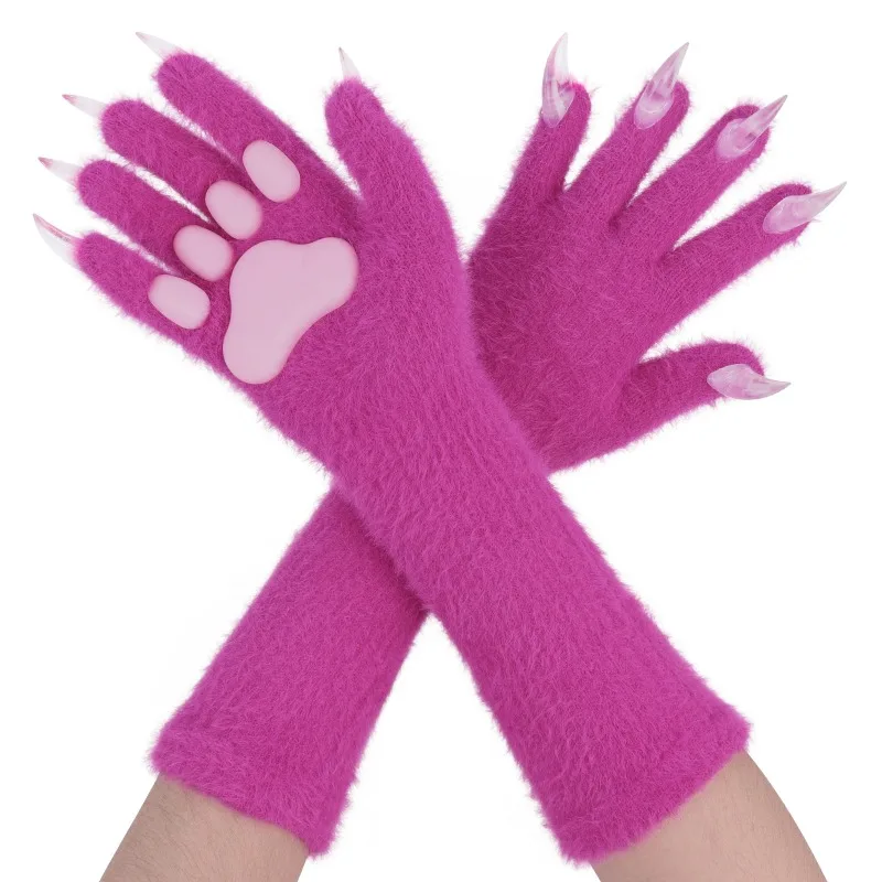 Archi Handwork Silica Gel Beast Paw Furry Gloves Animal Cat Bear Fox Plush Claws Pads Fursuit Cosplay Halloween Performance Prop