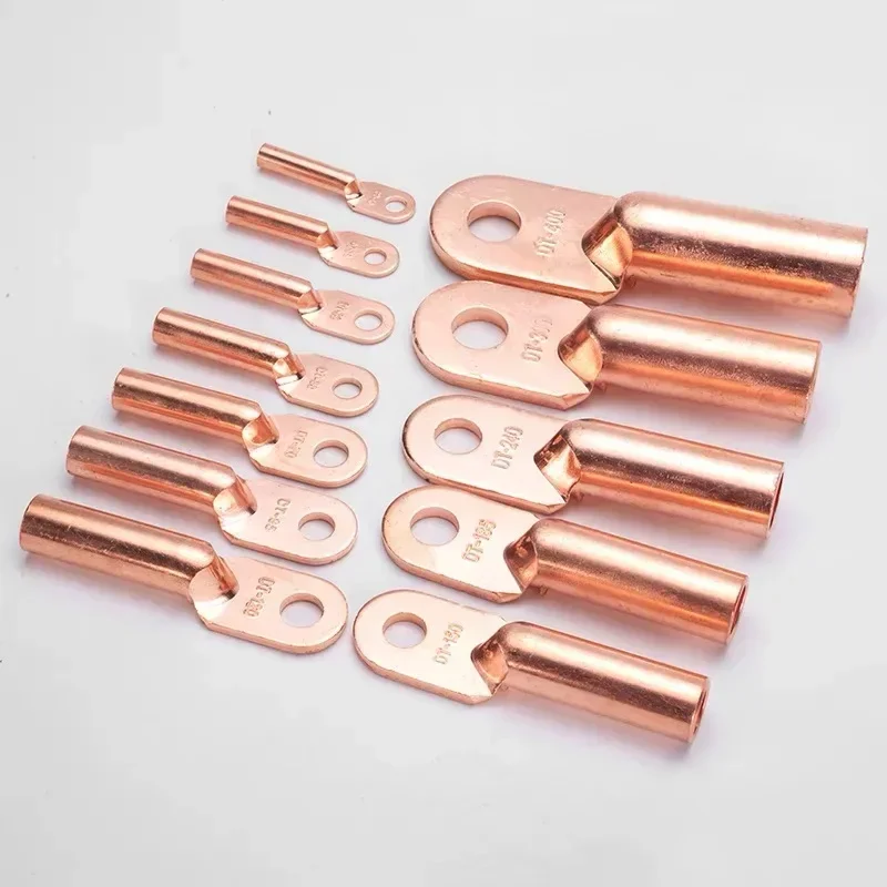 Wire Terminal Copper Crimp Splice DT-10 DT-16 DT-25 DT-35 Silver Tin Plated Block Bare Bolt Hole Nose Tube LUG Cable Connector