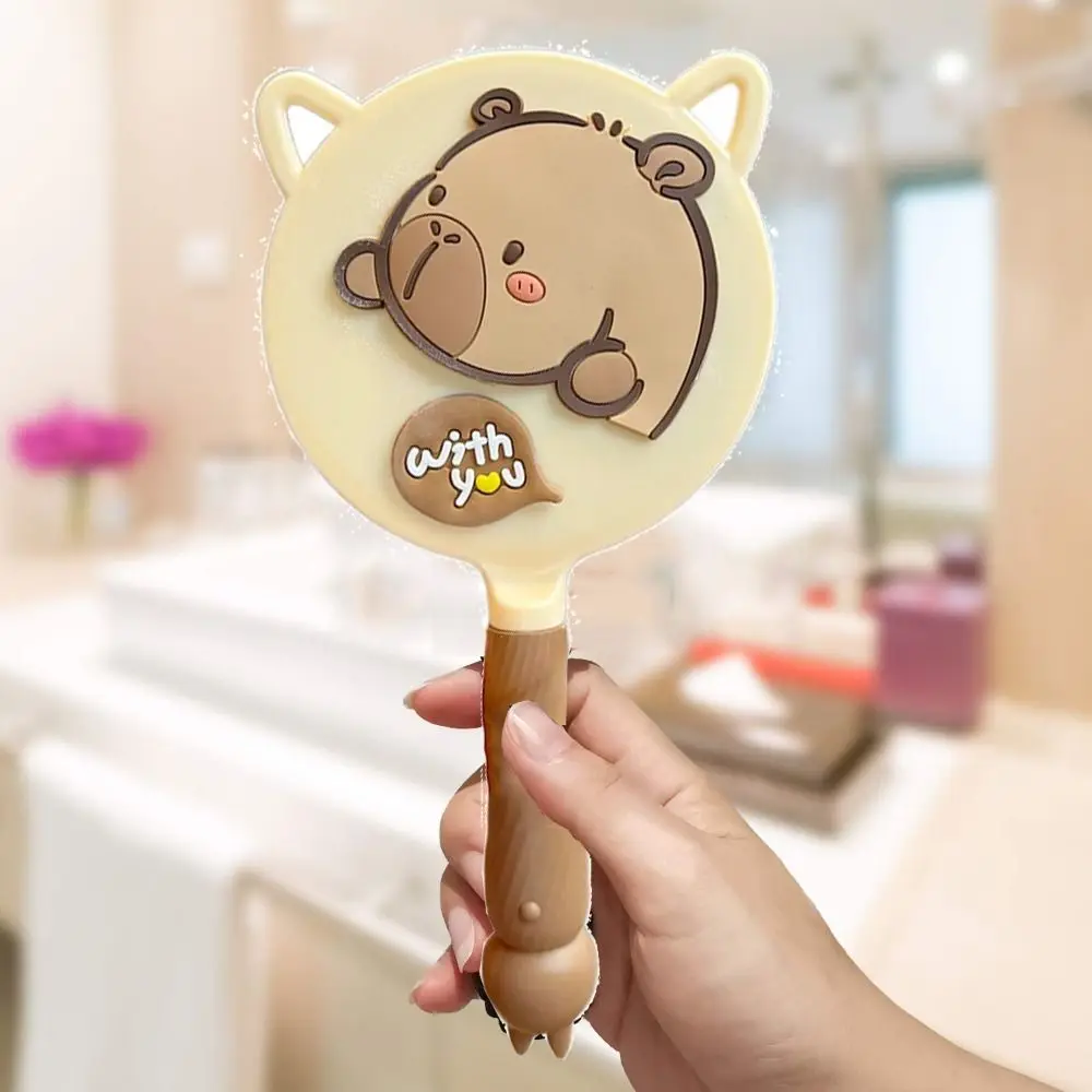 Anti-slip Handle Capybara Handheld Mirror Durable Comfortable Grip Cartoon Makeup Mirror Water-proof Lightweight Vanity Mirror