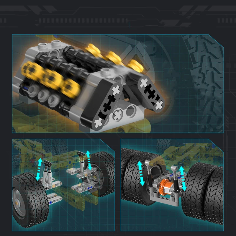 Bloques de construcción con Control remoto de Radio técnica, 2,4 ghz, escala 1:12, vehículo de ingeniería, camión volquete de minería, juguetes Rc de ladrillo para regalos