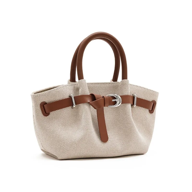 

Новая холщовая сумка-пельменница, персонализированная сумка-тоут с пряжкой, вместительная сумка для поездок на работу контрастных цветов, сумка через плечо.