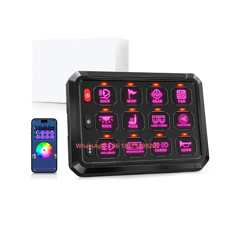

Панель управления DC 12V RGB на 12 кнопок с управлением через приложение, релейная система для мгновенного управления цепями, для автомобилей, морского транспорта, внедорожников, грузовиков