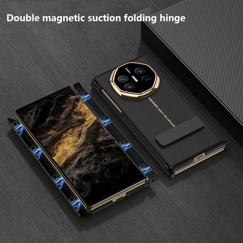 

Магнитный складной чехол из искусственной кожи для Huawei Mate XTs Ultimate с двойным шарниром, защитный вращающийся чехол для Huawei Mate XT Ultimate