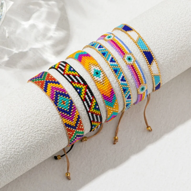 Adjustable Miyuki Beads Stretch Bracelet with Sliding Knot Closure New Handmade Friendship Bracelets for Women
