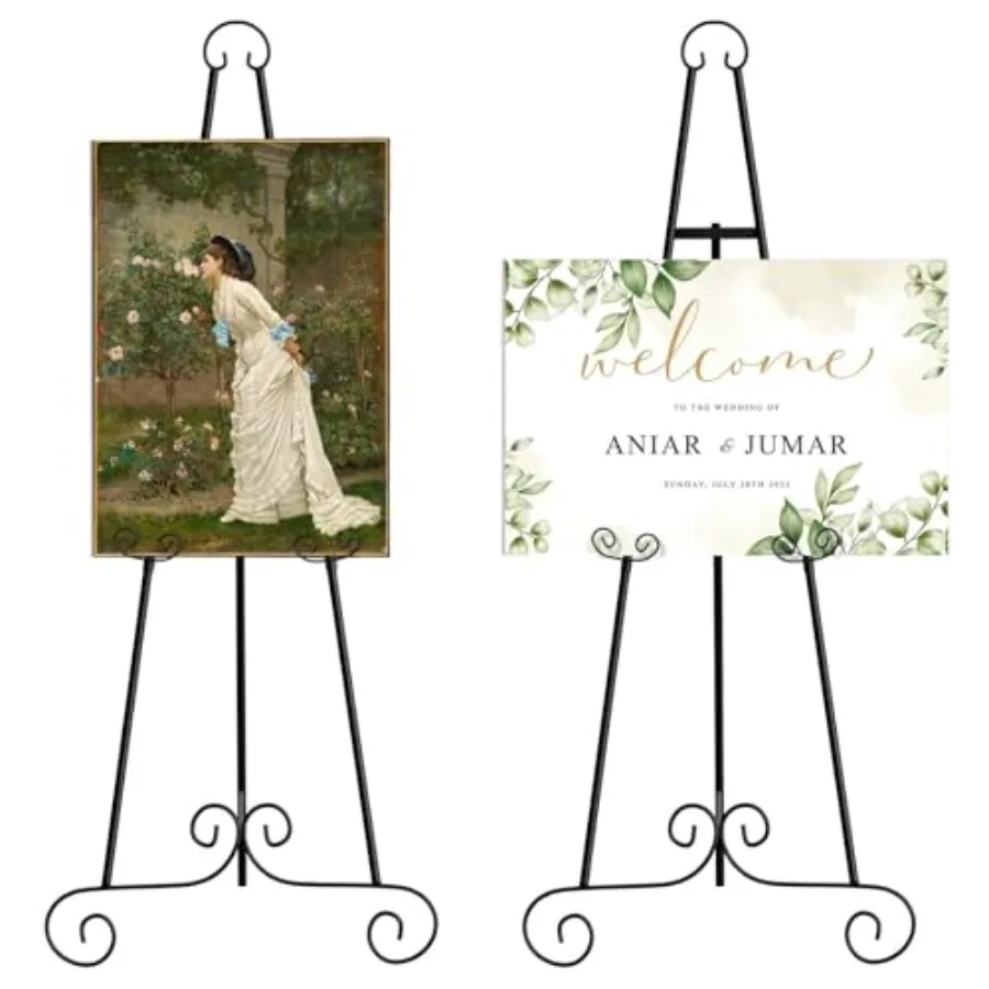 

Напольный регулируемый мольберт-стойка для демонстрации из металлических трубок, 46 дюймов, классический черный, декоративный, большой, с цепной подставкой