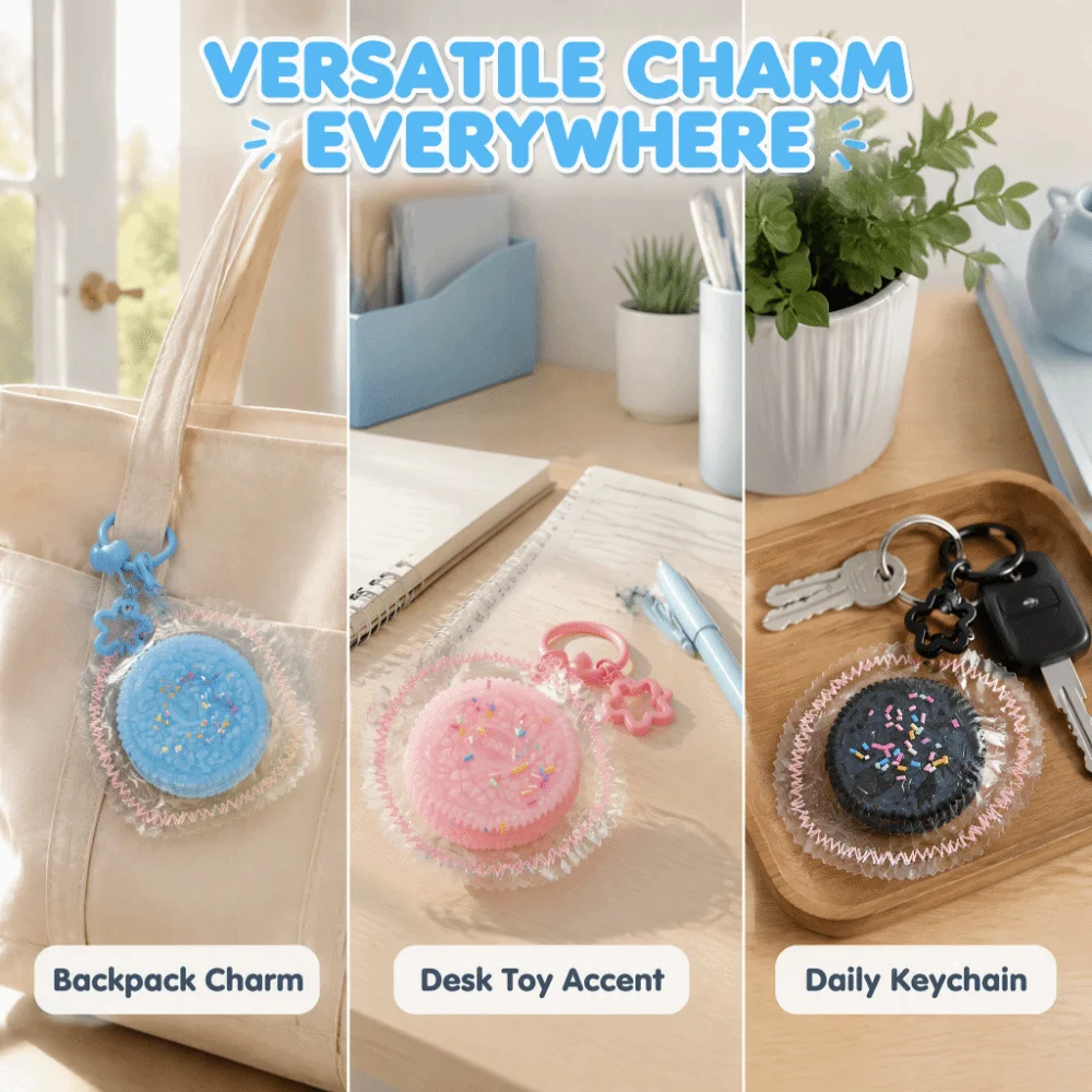 Simulated Food Biscuit Squeeze Keychain Quick Rebound Kneading Slow Rebound Pendant Funny Mini Hand Stitched Pendant