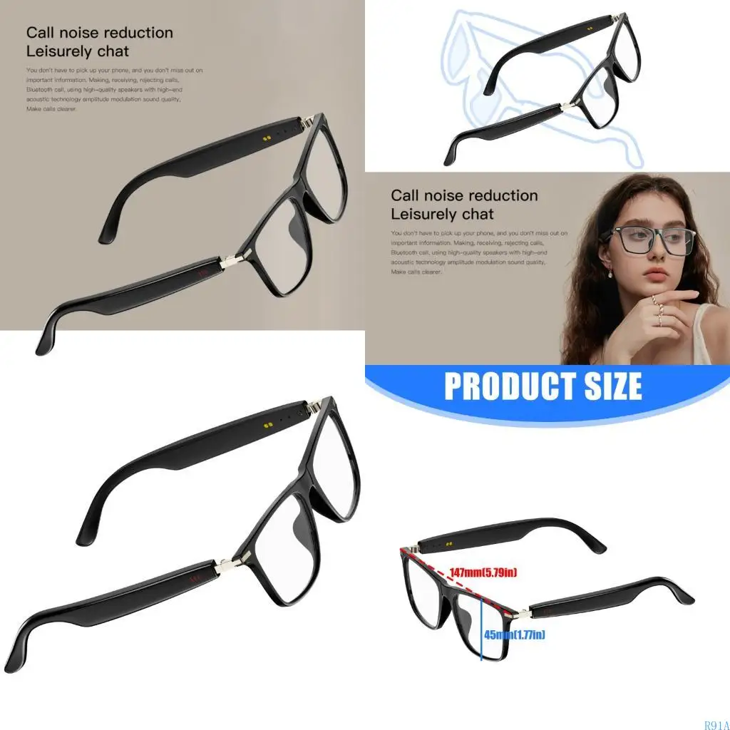 R91A AI Translator Glasses Support Multi Platform for Men Women Audios Eyewear Glasses for Travel Meeting Business