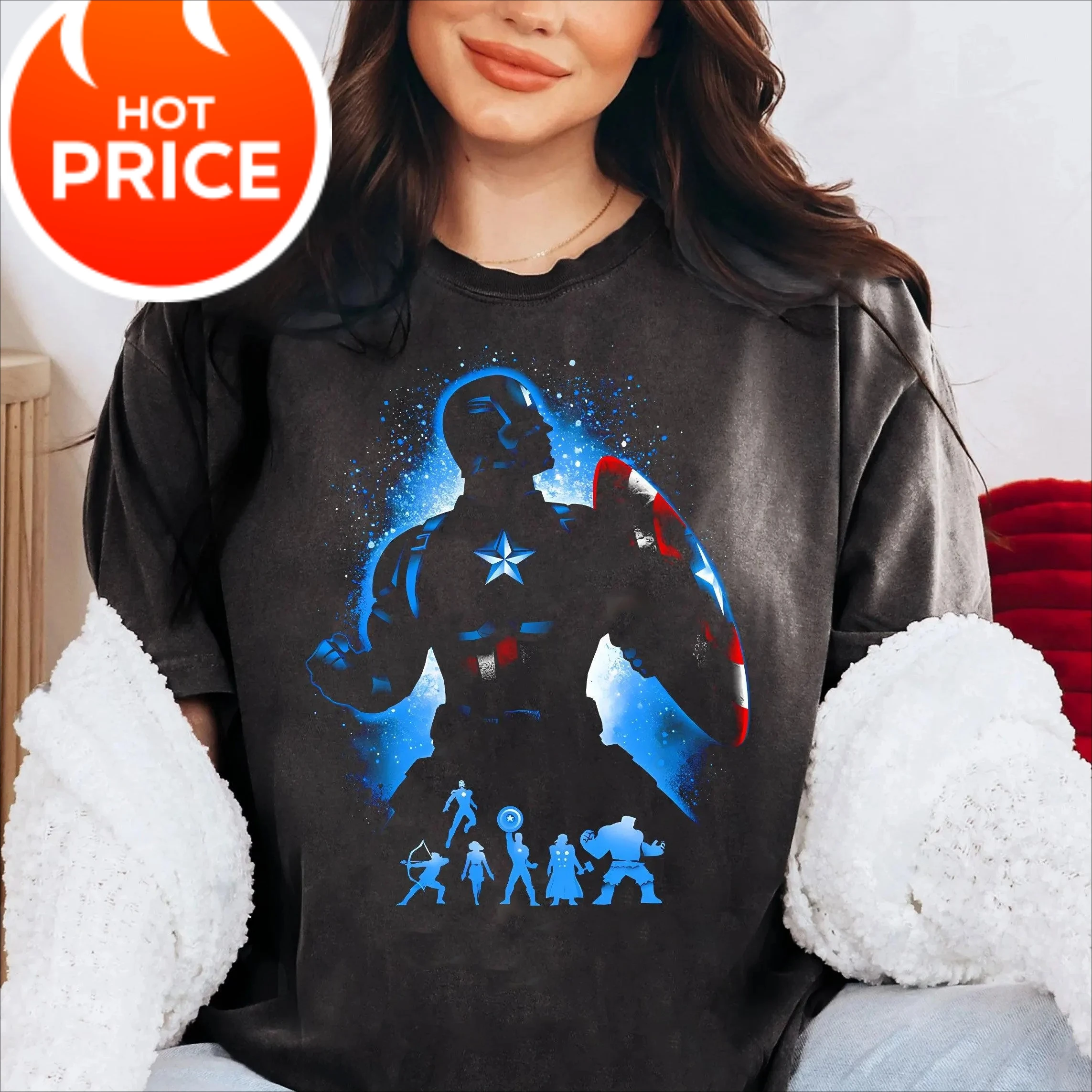 

Retro Marvel Avengers Captian American Silhouette Portrait Shirt The Infinity War Marvel Comics Marvel Family Matching