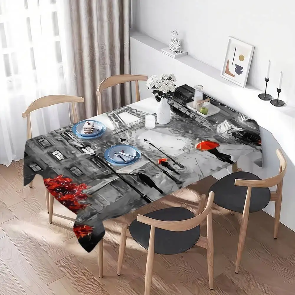 Street Landscape Paris Tower Print Table Cloth Polyester Print Waterproof Oilproof Rectangular Party Table Cover Picnic Mat