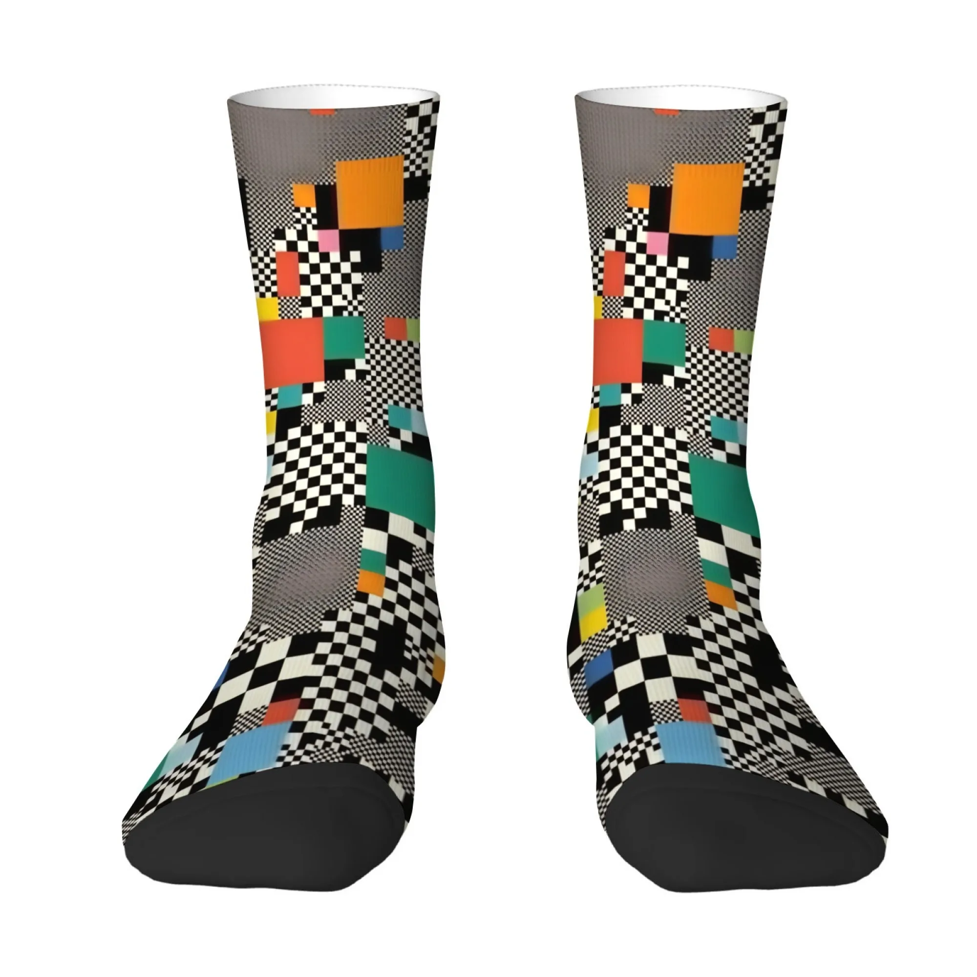 Geometric Abstract Art Crew Socks Harajuku Hip-hop Novelty Men's Socks Comfortable Non-slip Breathable Casual Socks Party Gifts