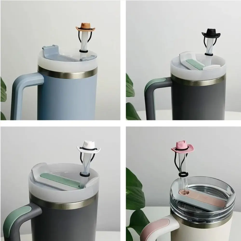 1/4 قطعة محكم سيليكون قبعة رعاة البقر القش يغطي قابلة لإعادة الاستخدام سبلاش برهان القش يغطي غطاء لكوب 30 40 أوقية #5