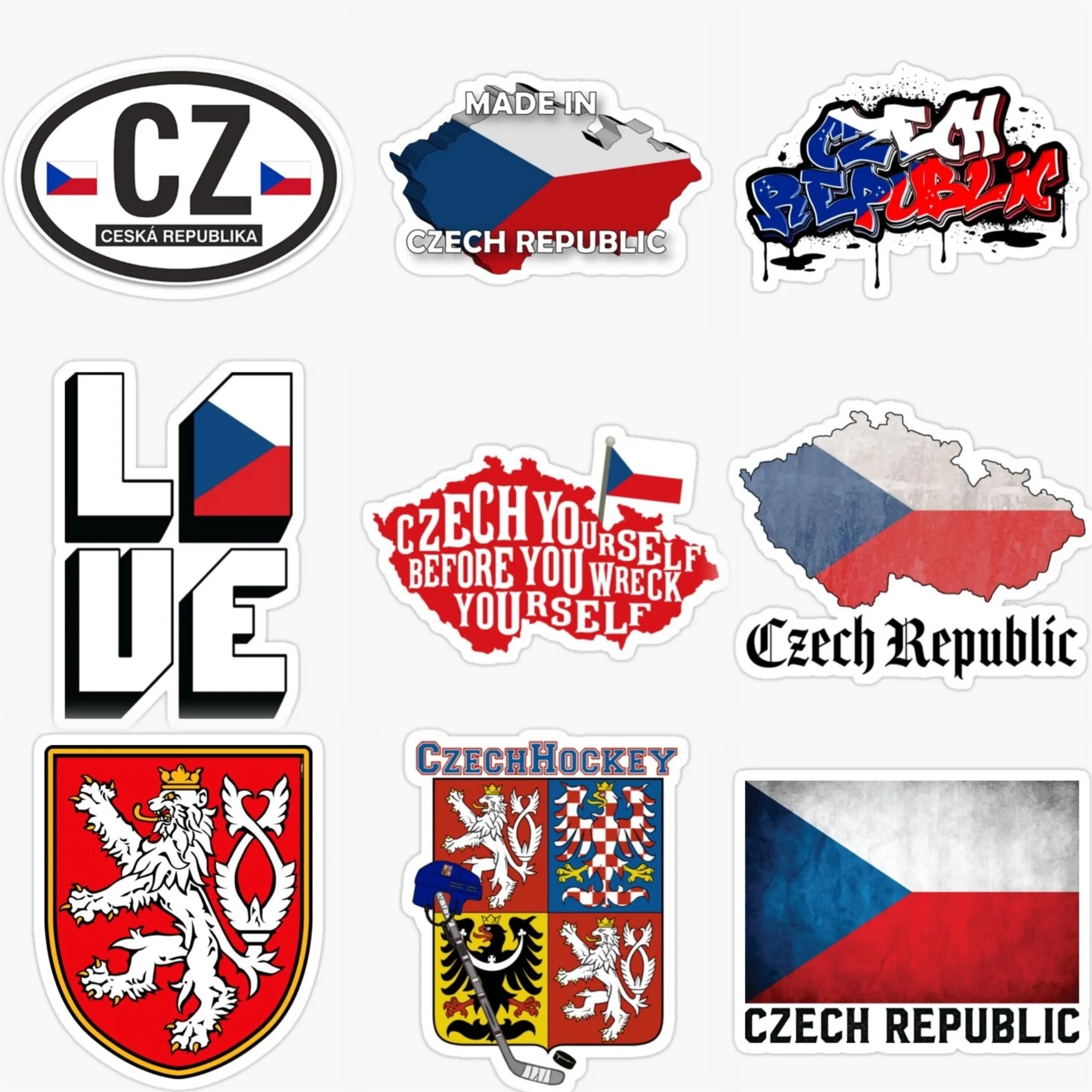 

Czech CZ Flag Map National Emblem Lion Creative PVC Sticker for Decorate Car Bicycle Helmet Window Fridge Wall Decal Accessorie