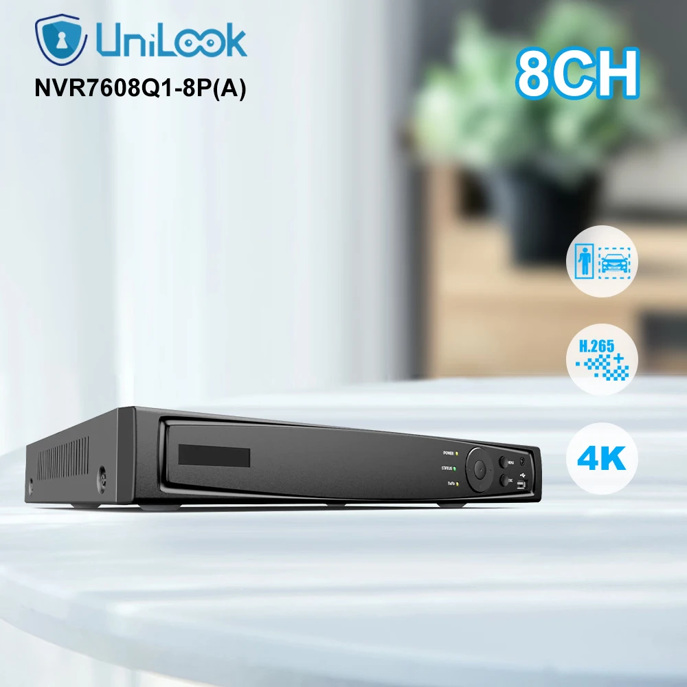 Unilook-Network Video Recorder, Câmera IP, Sistema CCTV, Saída de Vídeo HD, P2P View, 4K, 8CH, POE, NVR, OEM, DS-7608NI-Q1/8P, 8CH