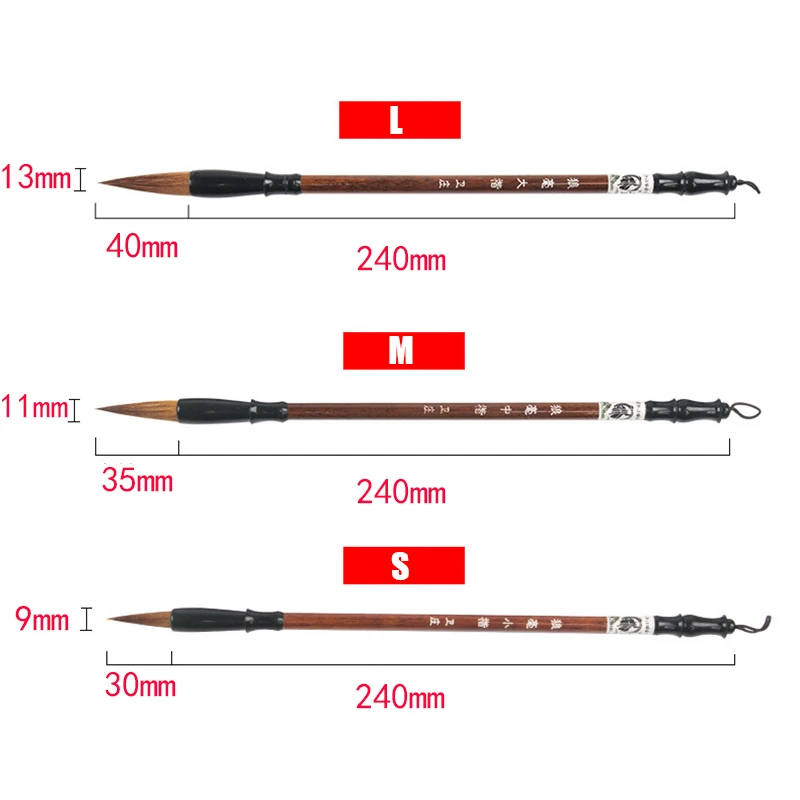 3pcs/set Excellent Quality Chinese Calligraphy Brushes Pen For Woolen And Weasel Hair Writing Brush Fit For Student School