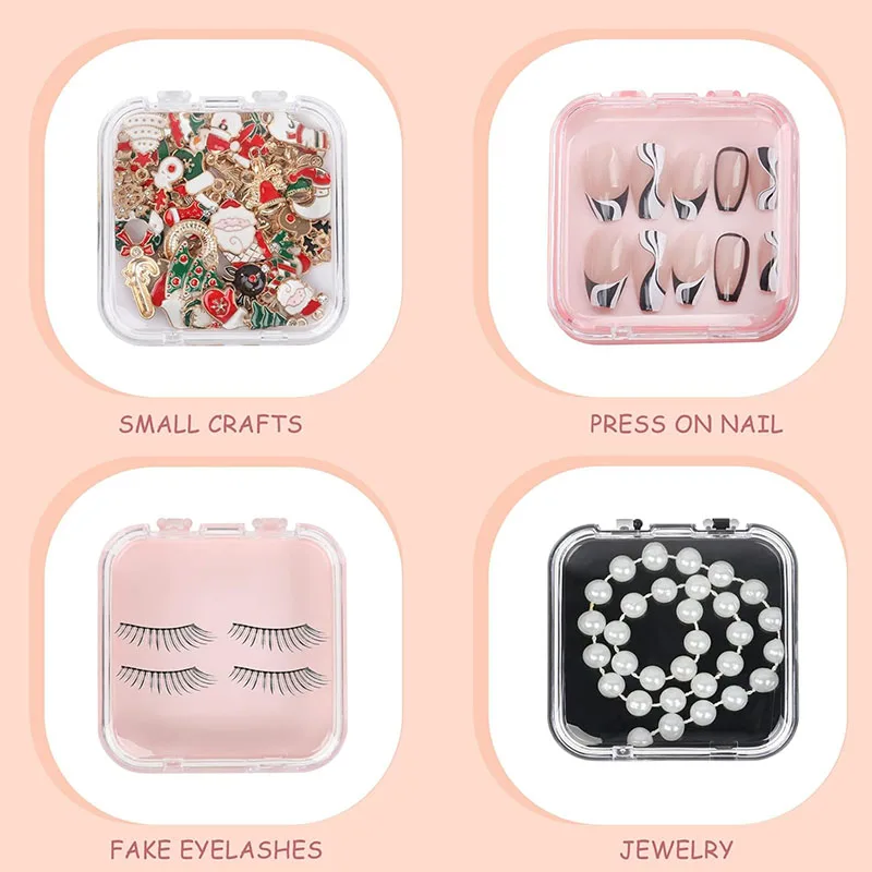 20pcs Press On Nail Packaging Boxes With Double Sided Adhesive Nail Tape Acrylic Press On Nail Storage Box in 4 Colors For Nail