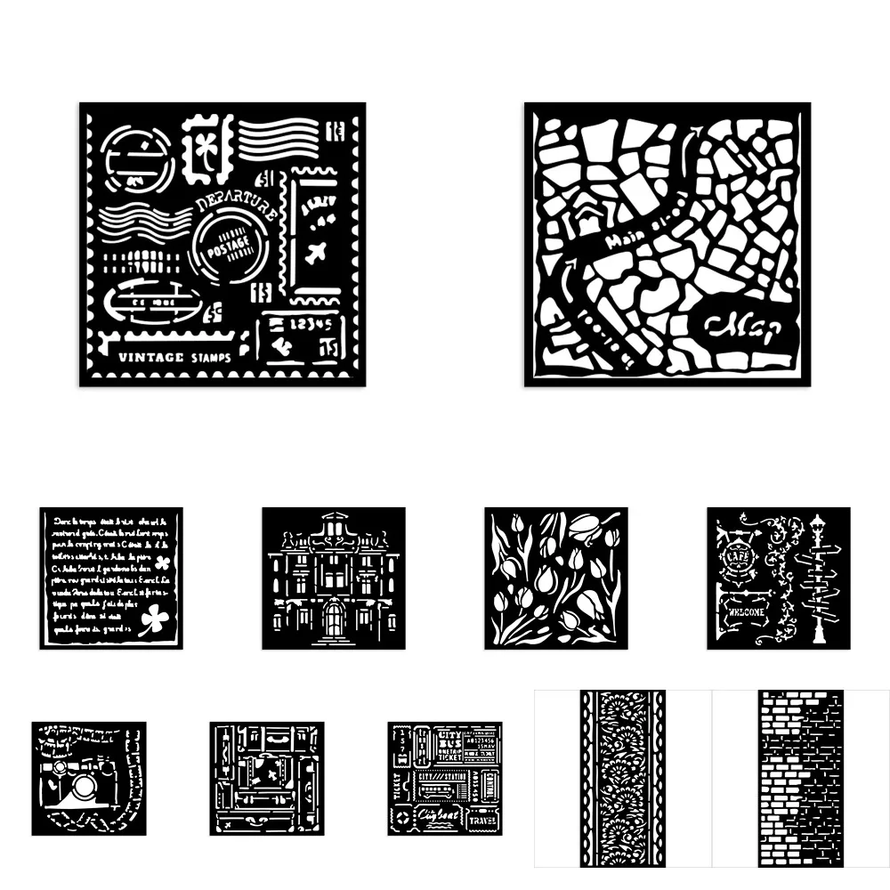 Stencils Pattern Graffiti Drawing Tool Spray Street Signs and Cameras Painting Template DIY Window Scrapbooking Decor